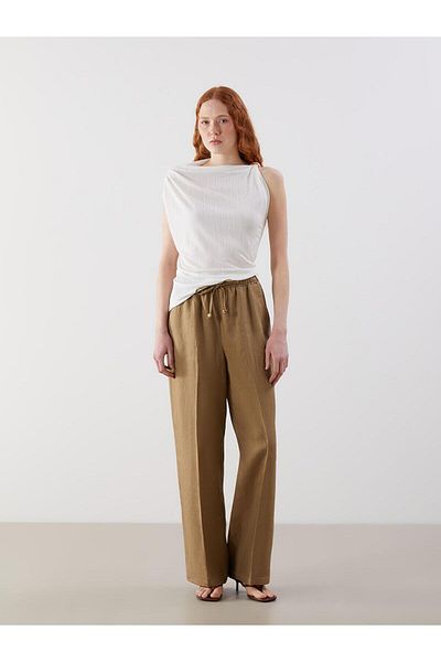 LC Waikiki Lcw Vision Linen Women's Trousers with Elastic Waist