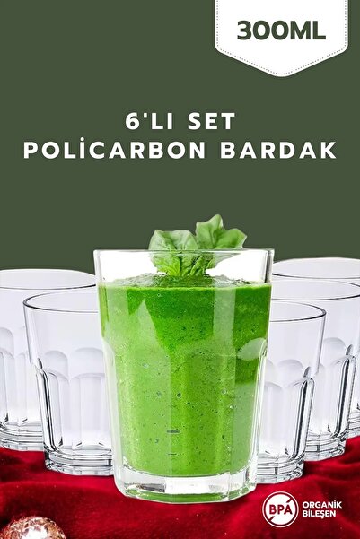 ZTF PLASTİK 6 ADET 300 ML KIRILMAZ,ÇİZİLMEZ POLİKARBON BARDAK