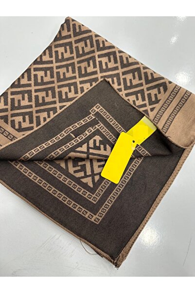 ALLURİNG F Pattern Double Sided Silky Jacquard Scarf Beige-Acute Coffee