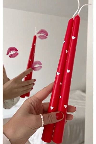 YABA 2 ADET KIRMIZI KALPLİ ŞAMDAN MUMU