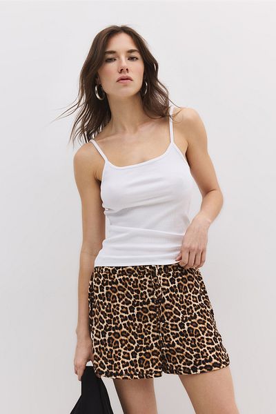 No Matter What Gathered Waist Leopard Mini Shorts
