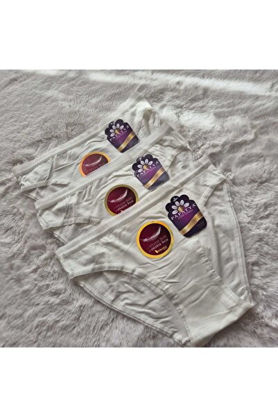 HS İÇ GİYİM Women's 3-Pack Ecru Modal Slip Panties – Soft, Breathable and Comfortable Design (Daisy)