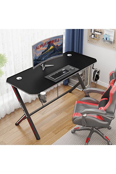 ALMUFARREJ طاولة قيمنق ألعاب مع حامل أكواب وخطاف تعليق سماعات الرأس مقاس 120 ...