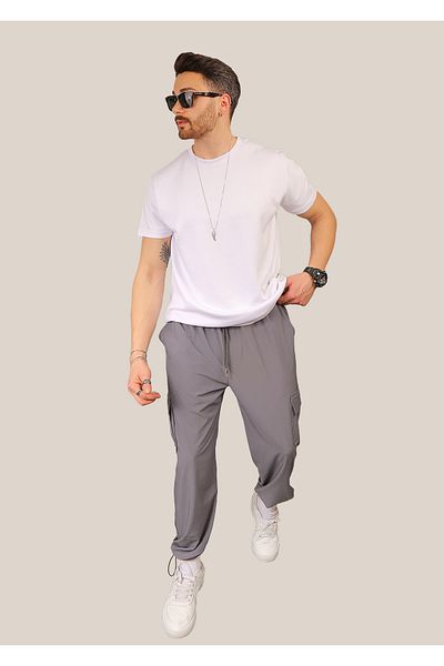 EydaMoon Parachute Fabric Baggy Pants Cargo Pocket Adjustable Clip Leg