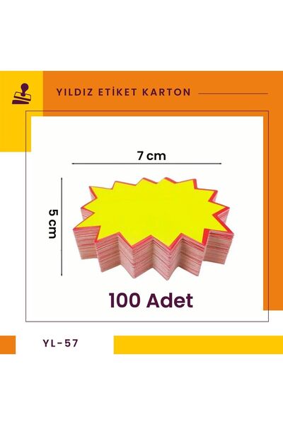 DamgaMarket 100 adet 5 × 7 cm Sarı Yıldız Karton Fiyat Etiketi, Mağaza, Bakka...