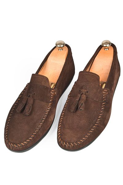 DeepSEA Men's Brown Tasseled Suede Leather Shoes 2509963