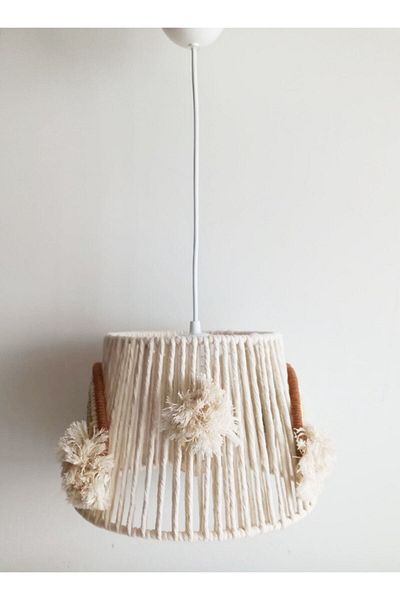 C&A&B KUZEY AVİZE Rainbow Patterned Macrame Rope Wrap - Pompom Baby and Children's Room Chandelier (18)