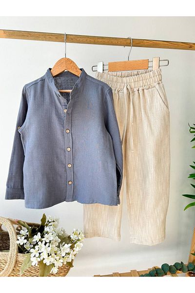 bebegci 2-Piece Boy's Set with Linen Shirt and Trousers