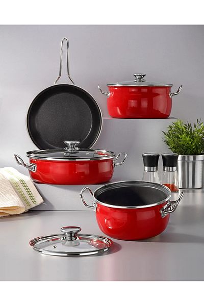 Sara Mutfak Eşyaları Titanium enamel pot set