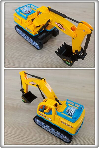 TAN EXPRESS Hareketli Pilli Işıklı Sesli Çarp Dön Kepçe Excavator 30x15x8 Cm....