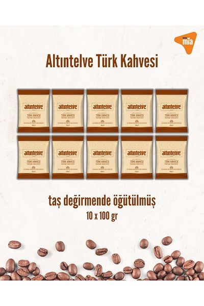 Altıntelve Turkish Coffee Ground in Stone Mill 10 X100 Gr (1000 Gr)