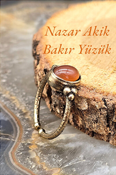 NBS Beautiful Naturel Stones خاتم عقيق نحاسي أنيق ورفيع التصميم قابل للتعديل ...