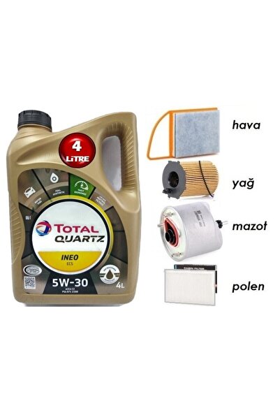 TOTAL İneo Ecs 5w30 4lt Peugeot 3008 1.6 Dizel Yağ Bakım 5li Set Euro5