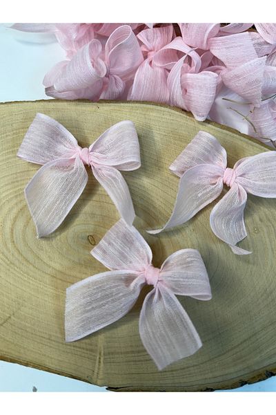 LAYLAEVENTS Linen Ribbon Ready Bow 20 Pieces - Powder Pink