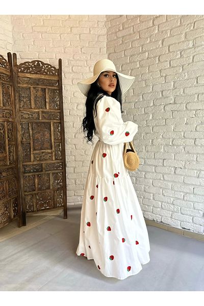 moneta boutique Γυναικείο πουκάμισο με μπαλόνι με μοτίβο φράουλα