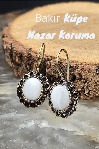 NBS Beautiful Naturel Stones Copper Selenite Earrings Quality Pure Copper Special Production (Gift, Special Day, Daily)