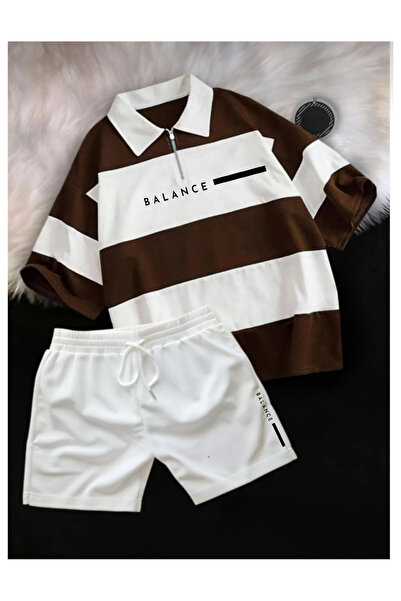 GBRO Unisex New Season Balance Written Polo Yala Tshirt-White Shorts Combination