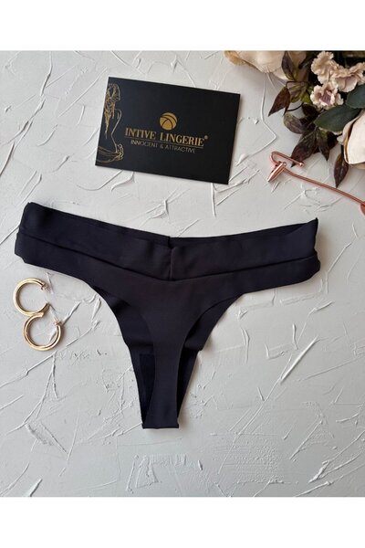 İntive Lingerie Tanga Intive tăiată cu laser VS Logo confortabil și elegant cu talie în V (bej-negru-alb)