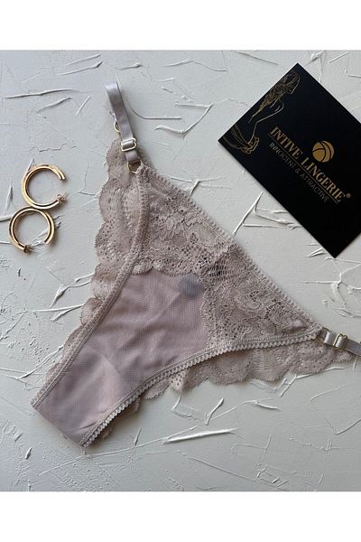 İntive Lingerie Ultra Flexible Transparent Adjustment Possibility User-Friendly Basic Design Thong (Lilac-Beige-Black)