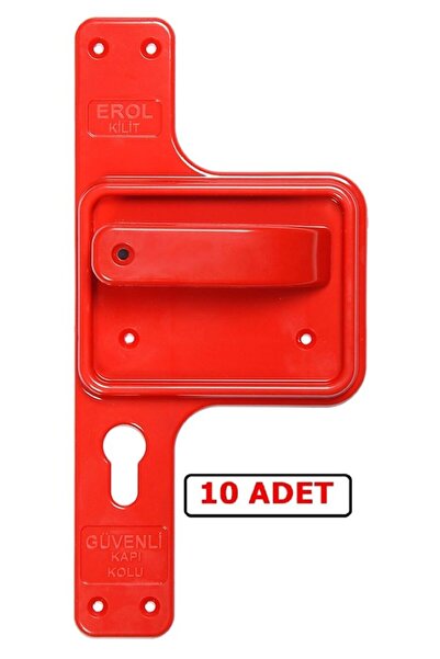 Erol Mâner de ușă cu barieră de siguranță, rezistent la spargere, roșu, oglindă-portocaliu, 10 seturi