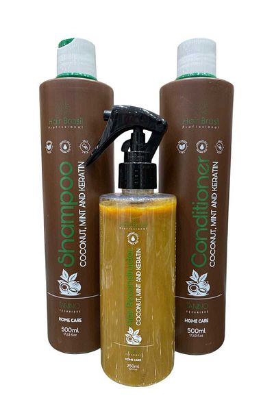 The Tanino Technique Hair Care Set: Shampoo 500ml, Conditioner 500ml, and Spray 250ml, Keratin, Coconut, and Mint Treatment