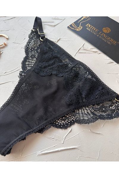 İntive Lingerie Ultra Flexible Transparent Adjustment Possibility User-Friendly Basic Design Thong (Lilac-Beige-Black)