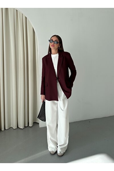 Laluvia Claret Red Single Button Jacket - 7500