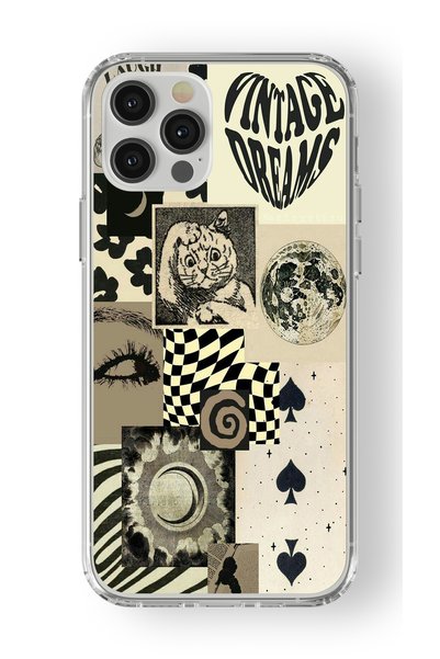 Multitronic حافظة شفافة مطبوعة بتصميم Vintage Dreams متوافقة مع هاتف iPhone 1...