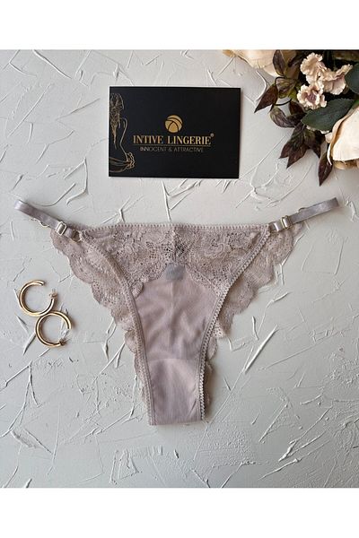 İntive Lingerie Ultra Flexible Transparent Adjustment Possibility User-Friendly Basic Design Thong (Lilac-Beige-Black)