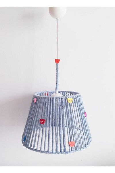 C&A&B KUZEY AVİZE Blue Macrame Rope Wrapped Accessory Baby and Children's Room Pendant Lamp Chandelier