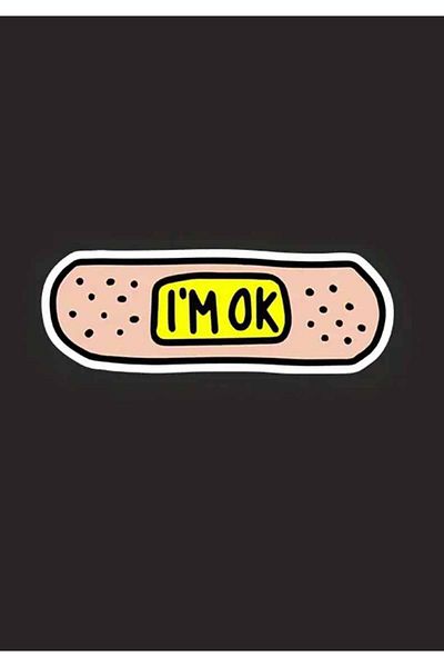 MegaSticker Im Ok Sticker with Band Aid 13X4 cm Sticker for Car, Motorcycle, Helmet, Laptop, Windshield