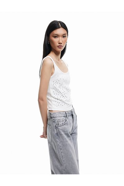 Koton Cotton Sleeveless Ribbed Stone Undershirt