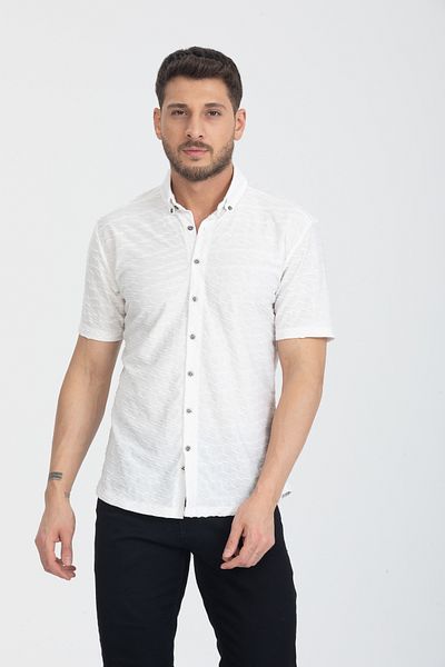 Klothy Cămașă tricotată slim-fit de vară cu mânecă scurtă pentru bărbați 2600