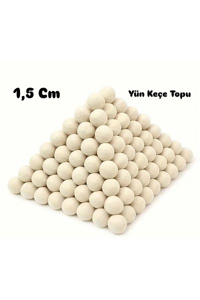 Yumuşakkeçe White Wool Felt Ball 1.5 cm Diameter Package 50 Pieces