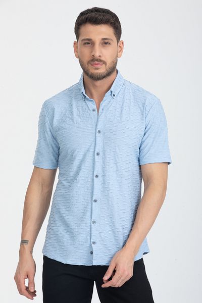 Klothy Cămașă tricotată slim-fit de vară cu mânecă scurtă pentru bărbați 2600