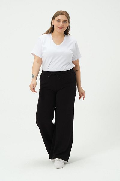 BUSA Pantaloni de trening largi cu picioare mari - Talie elastică pentru îmbrăcăminte MASTER NEGRU