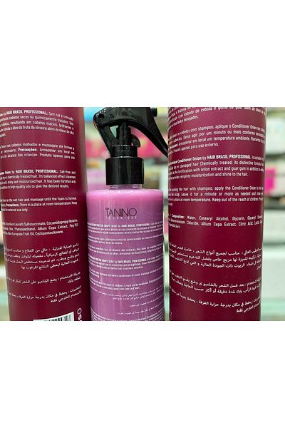 The Tanino Technique Hair Care Set: Onion Shampoo 500ml, Onion Conditioner 500ml, and Grape Seed Reconstructing Spray 250ml