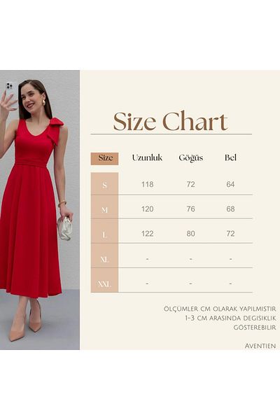 Aventien Red Maxi Dress with Shoulder Bow