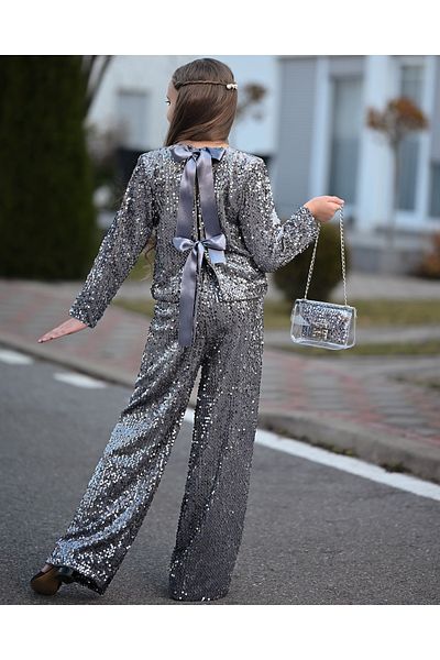 Kids Girl's Sequin Blazer, Pants, Bag and Buckle