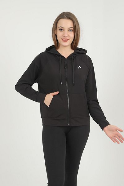 missmaral Fashion Women's Hooded Kangaroo Pocket Top Black