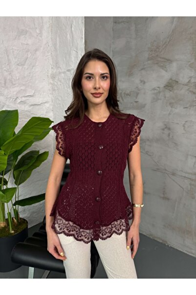 Elif Özbey Butik Plum Lace Vest