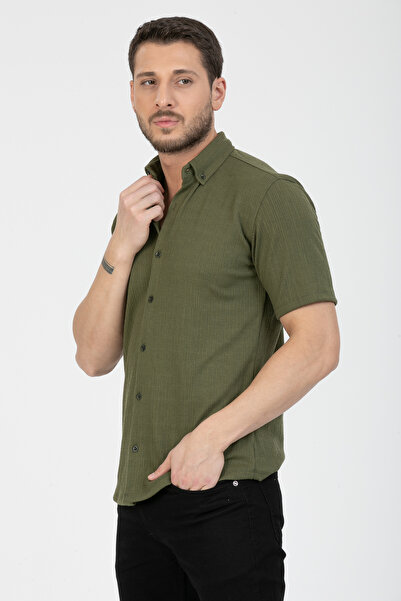 Klothy Ανδρικό κοντομάνικο καλοκαιρινό πλεκτό πουκάμισο Slimfit 2586