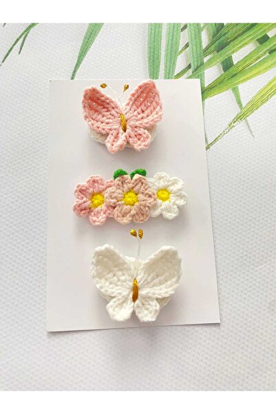 Kadın Girişimciler Atölyesi Newborn Baby Buckle Handmade Butterfly Set 3-Piec...