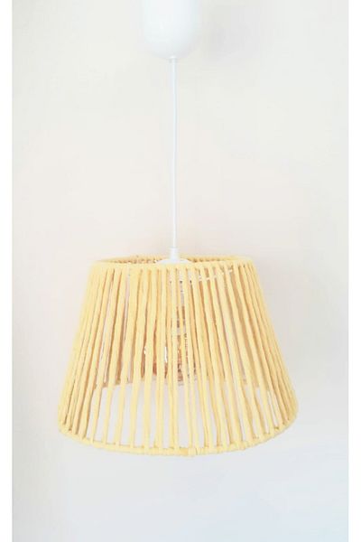 C&A&B KUZEY AVİZE Yellow Macrame Rope Wrapped Pendant Lamp Chandelier