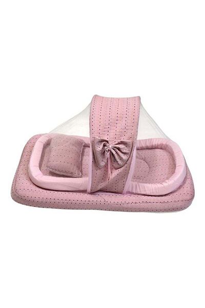 BabyCara Baby Net Bed With Thick Mattress, Mosquito Net And Neck Pillow, 82 X 50 CM