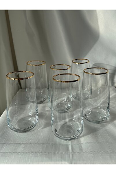 Şahika Kristal cama atılan imza Set of 12 Duru Gold Gilded Water and Masherba Cups