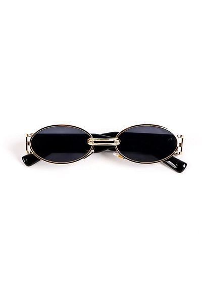 BAPPİR New Season Vintage Oval Gold Black Unisex Sunglasses