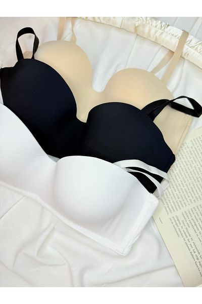 ROZENİN LINGERIE Ασπρόμαυρο Skin Σετ 3 σουτιέν Lotus Strapless Recovery