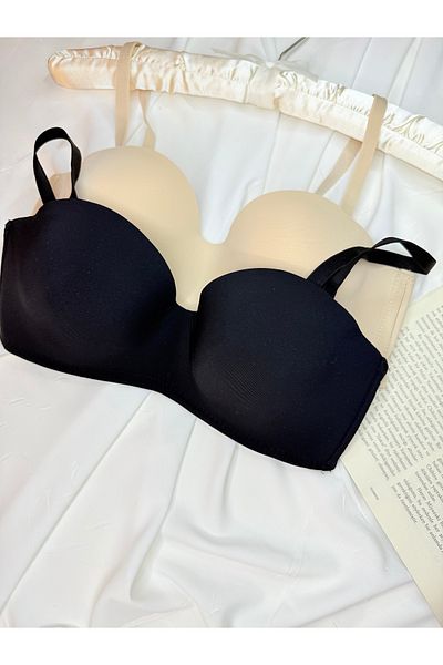 ROZENİN LINGERIE Μαύρο Skin Σετ 2 σουτιέν Lotus Strapless