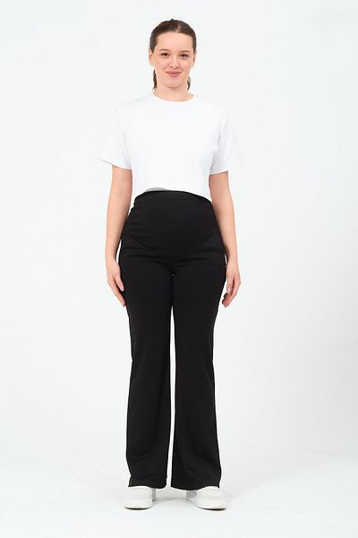 BUSA Flared Leg Trousers - Maternity Waist Adjustable Black